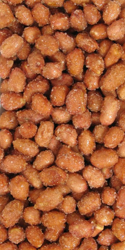 a collage of honey roasted peanuts